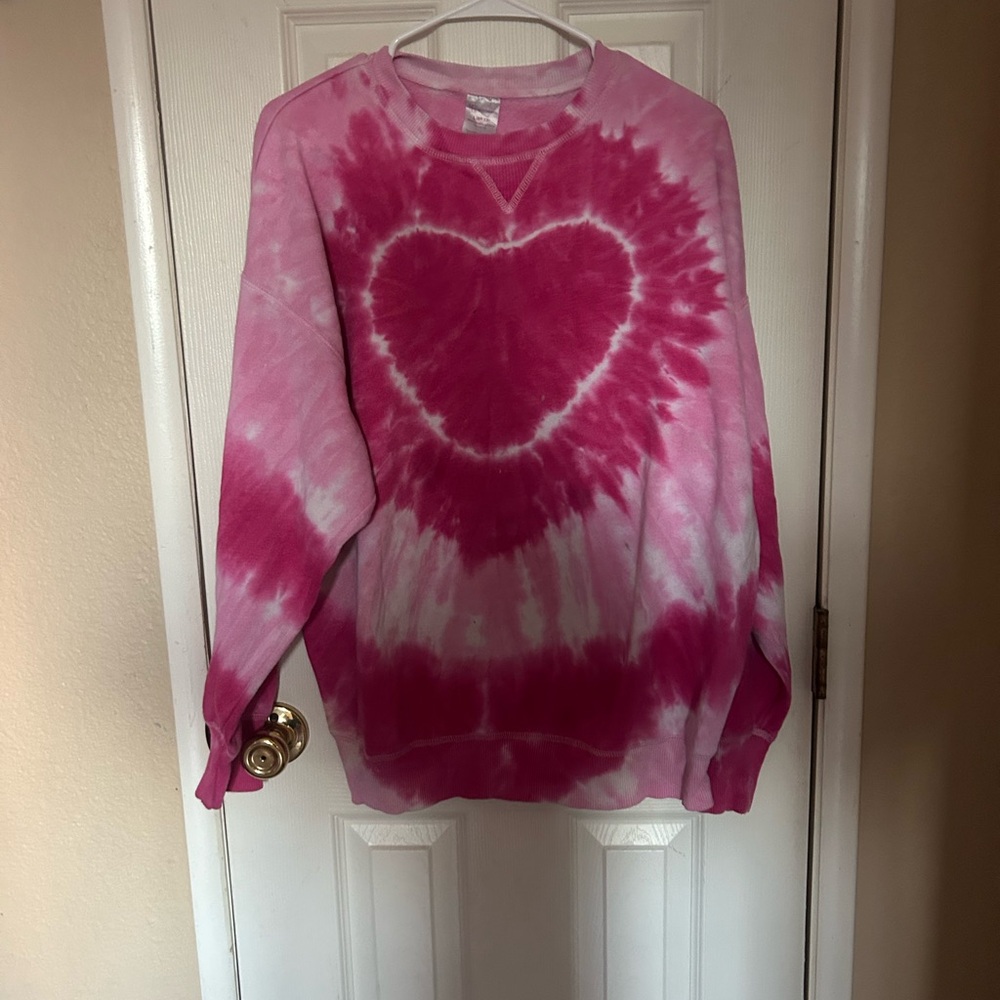 Pink Tie-Dye Heart Sweatshirt